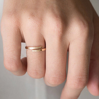 Personalized Name Ring Custom Double Name Ring Engraving Nameplate Ring My Store