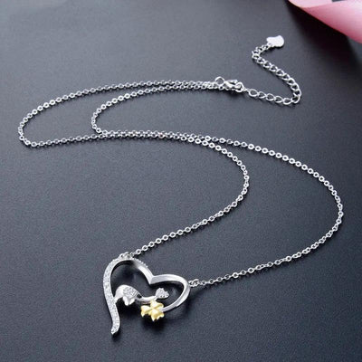 Original Design Real 925 Sterling Silver CZ Lovely Elephant Clover in Heart Pendant Necklaces for Women Fine Jewelry null
