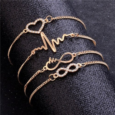Modyle   Gold Color Crystal Wedding Bracelets Set CZ Stone Heart Bracelets Bangles For Woman My Store