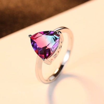 S925 Sterling Silver Ring Rainbow Stone Jewelry Ring My Store