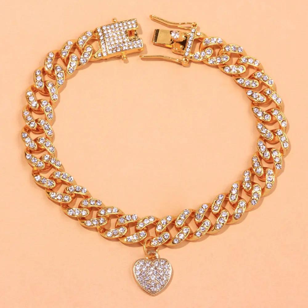 Diamond Heart Shaped Cuban Anklet Fashion Trend New Anklet null